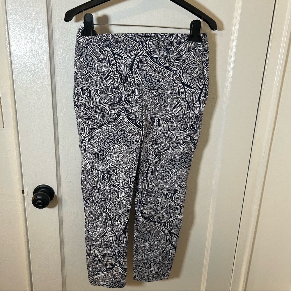 Talbots Chatham Ankle blue paisley pants